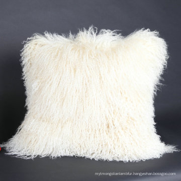 bright sheepskin cushion